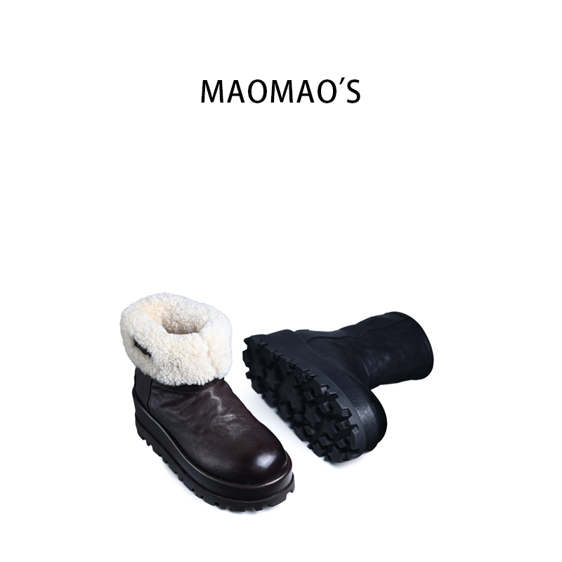 厚底增高马皮羊皮毛一体保暖防滑雪地靴厚棉皮包底短靴女LX51201