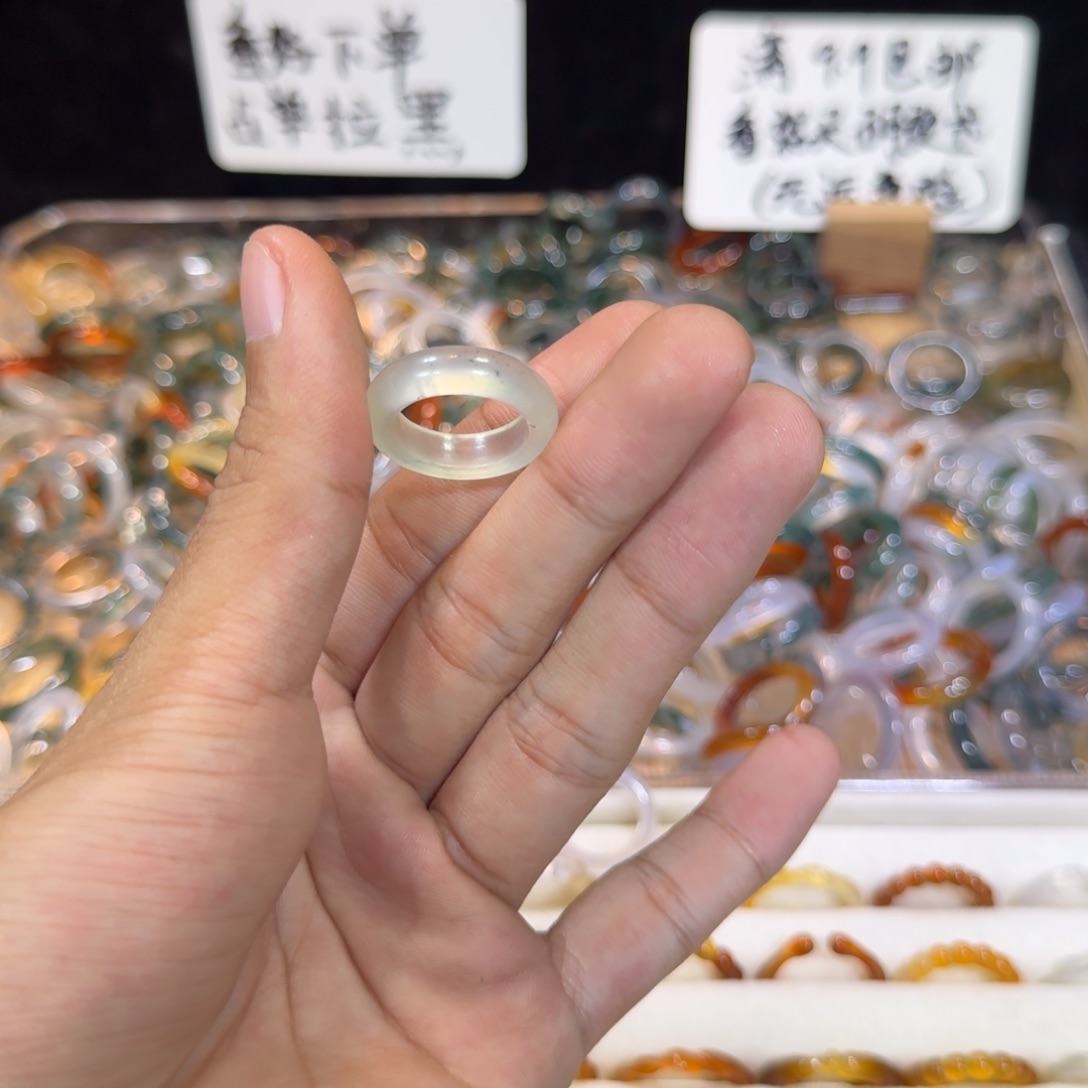 玛瑙/玉髓戒指未镶嵌157号11 圈满9.9包邮有瑕疵