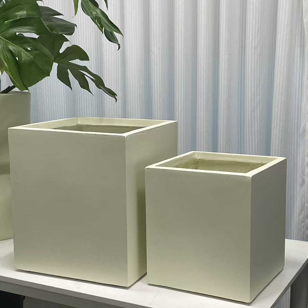 万家方形镁泥盆黑金刚鸭脚木高山榕欧式简约轻奢风办公室透气花盆