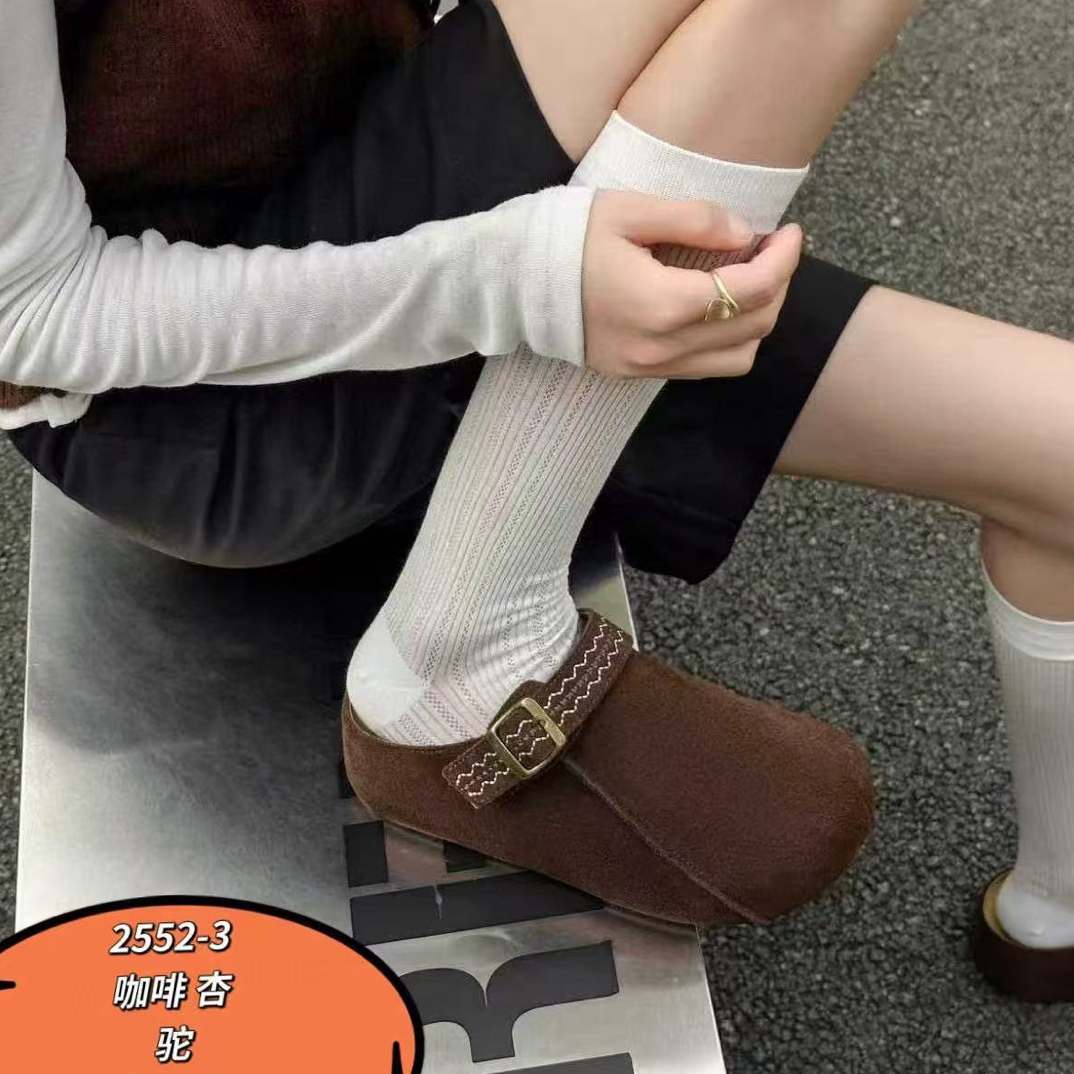 NFM女驸马秋冬新款时尚百搭勃肯鞋包头拖鞋2552-3