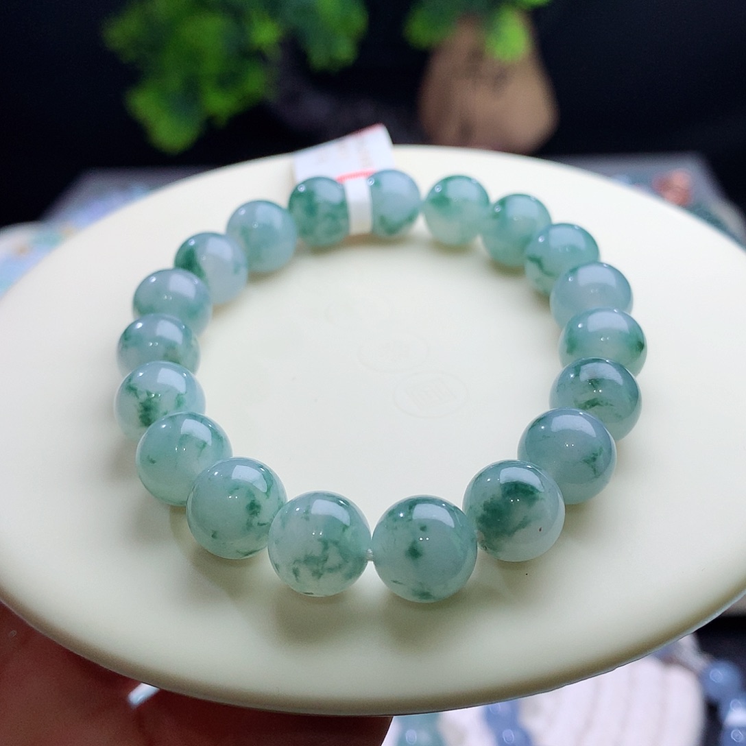 未镶嵌手串翡翠卡10mm冰胶蓝底飘花