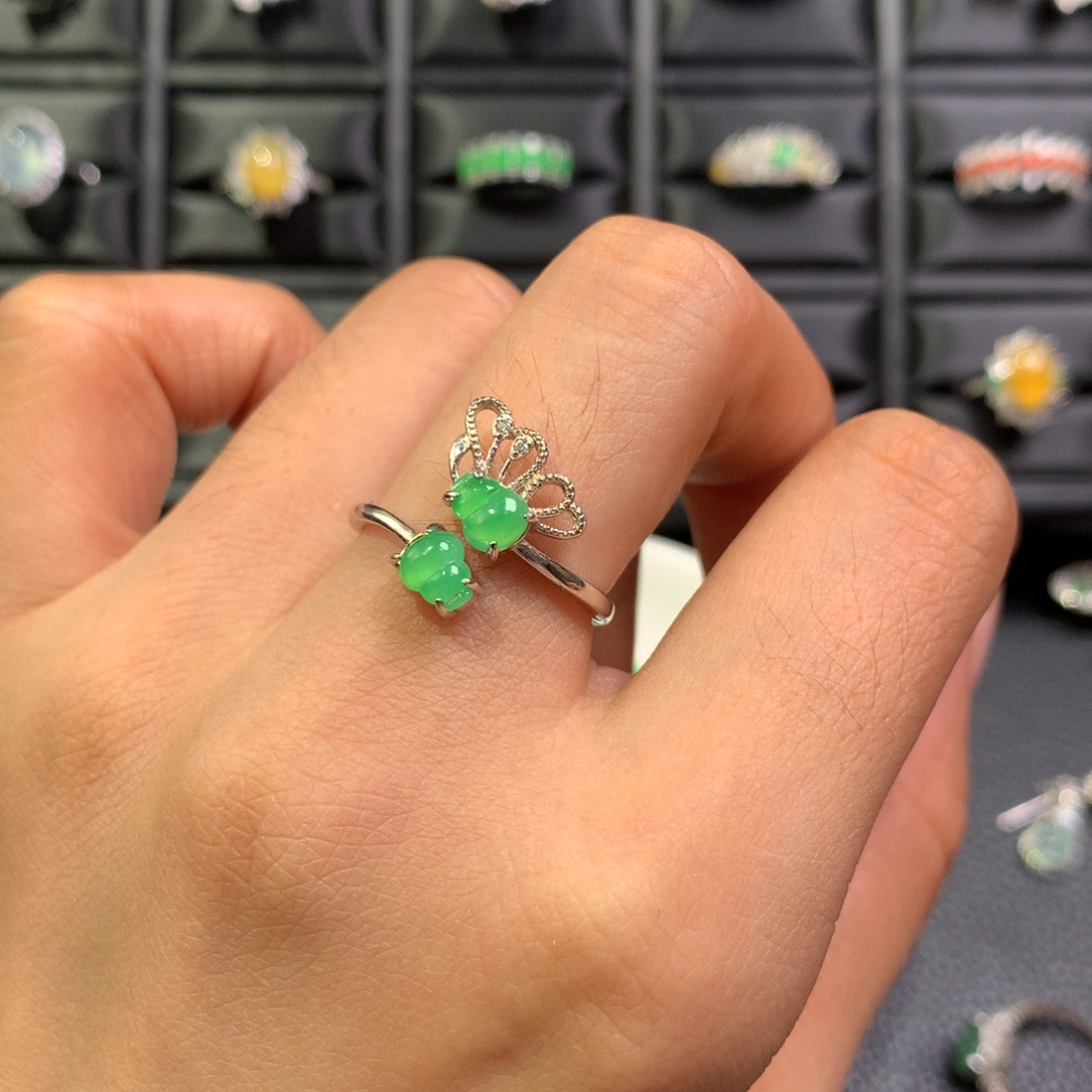 翡翠银S925镶嵌戒指