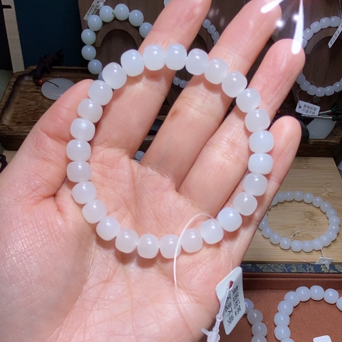 和田玉手串未镶嵌战*8