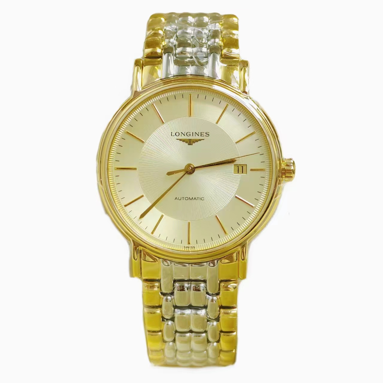 99新 Longines/浪琴 单表/瑰丽男表/38.5表径/背透888机芯/金色盘