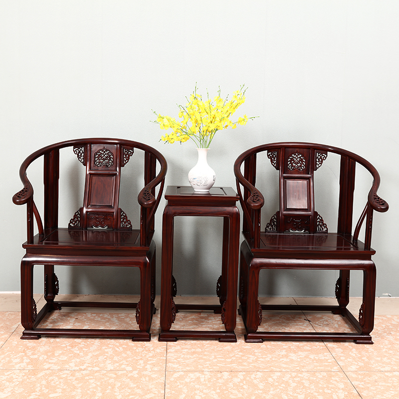 南美酸枝皇宫圈椅太师椅中式办公茶椅围椅茶桌椅三件套