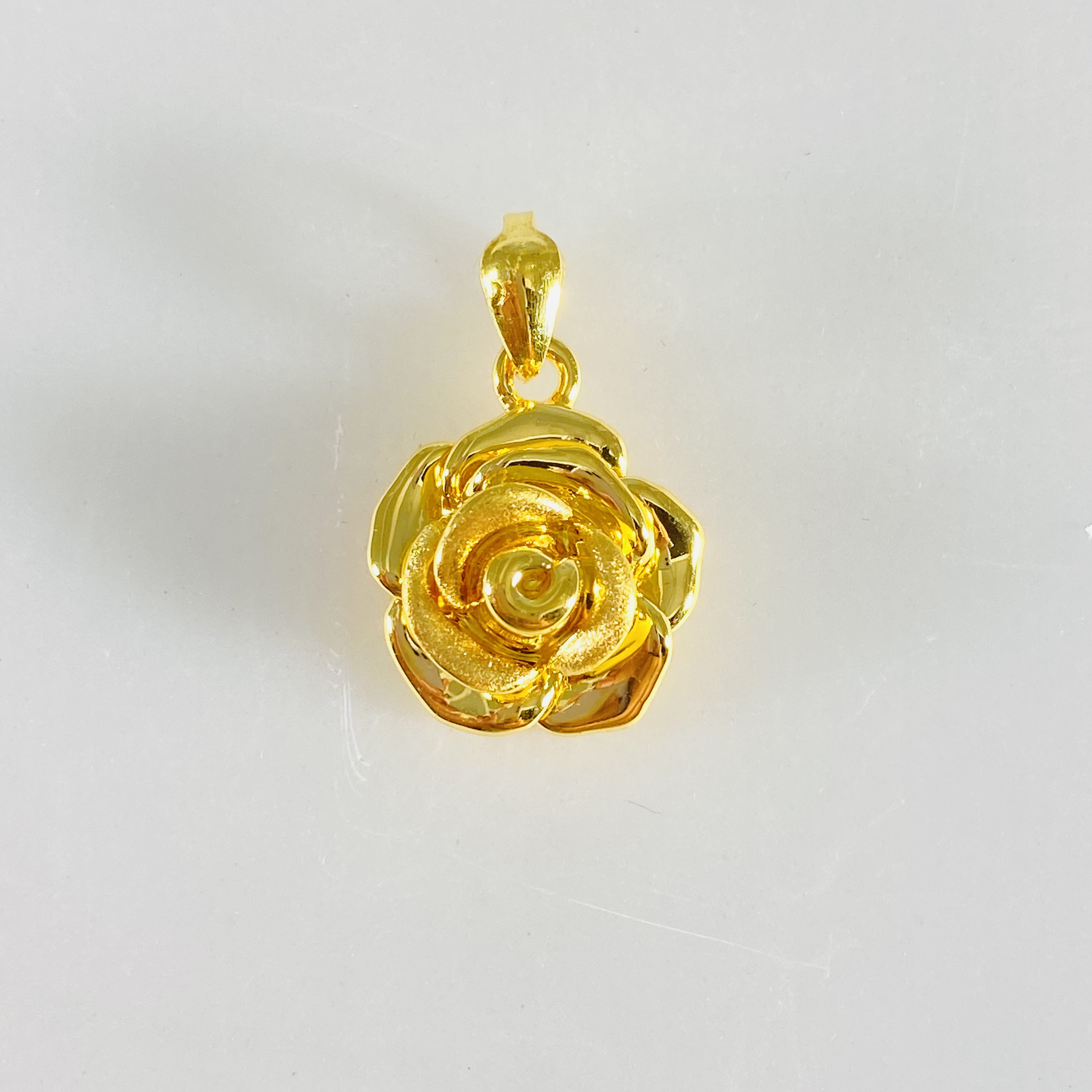 足金999 5D黄金玫瑰花吊坠 小吊坠