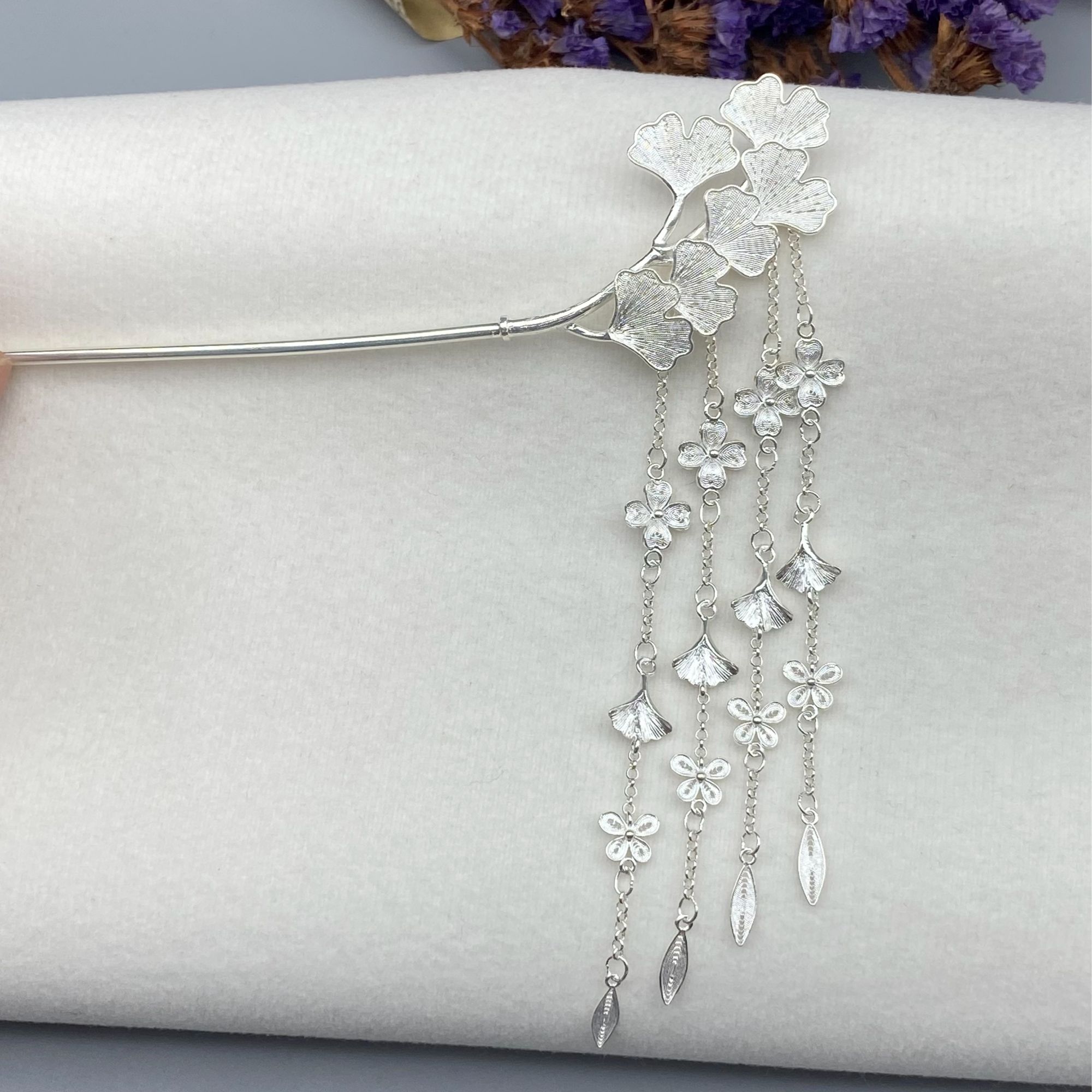 足银银制品 【公孙缨】足银纯手工新中式礼品民族风超仙素款发簪