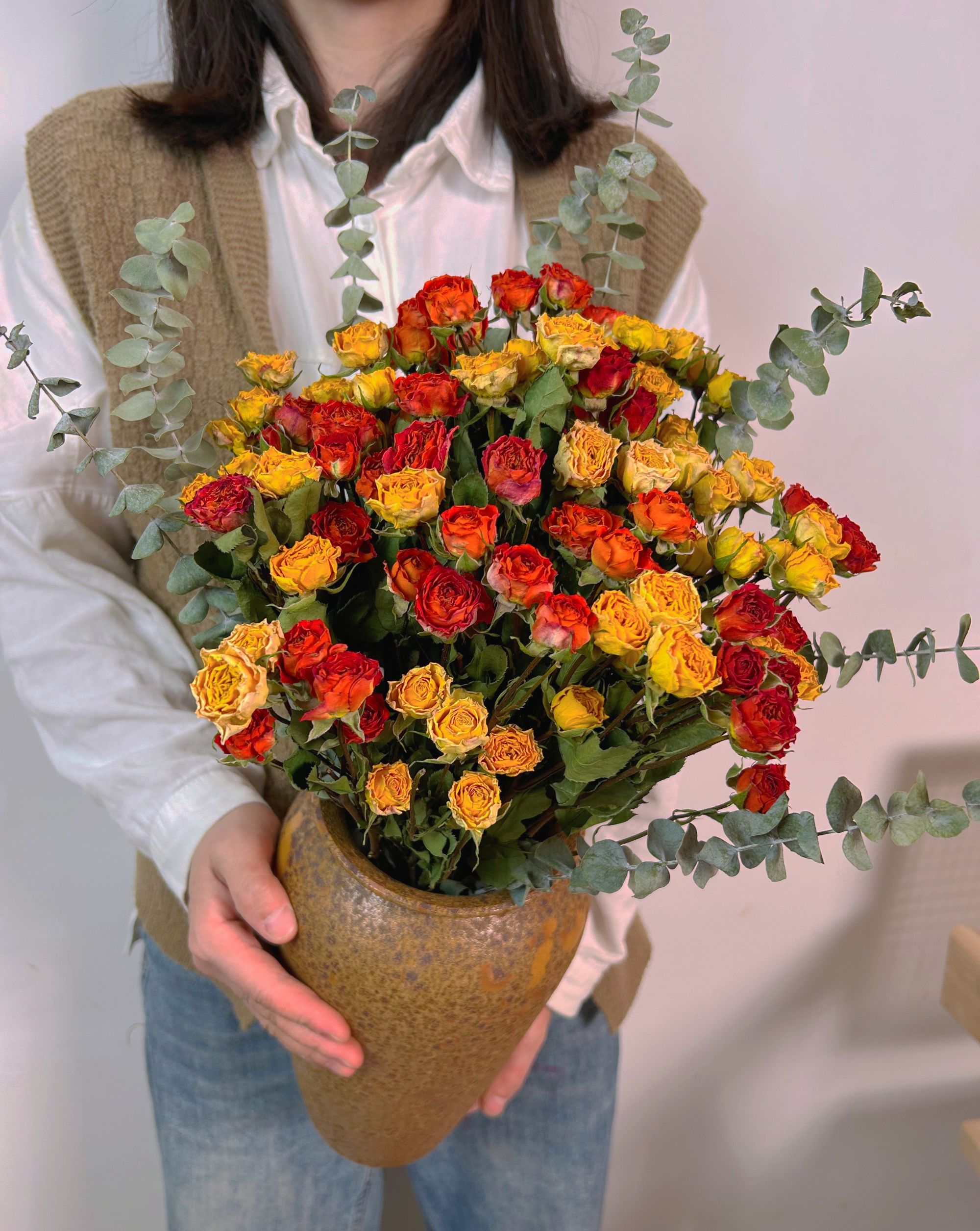 云南玫瑰干花真花迷你多头泡泡混搭插瓶装饰复古美拍摄道具家居