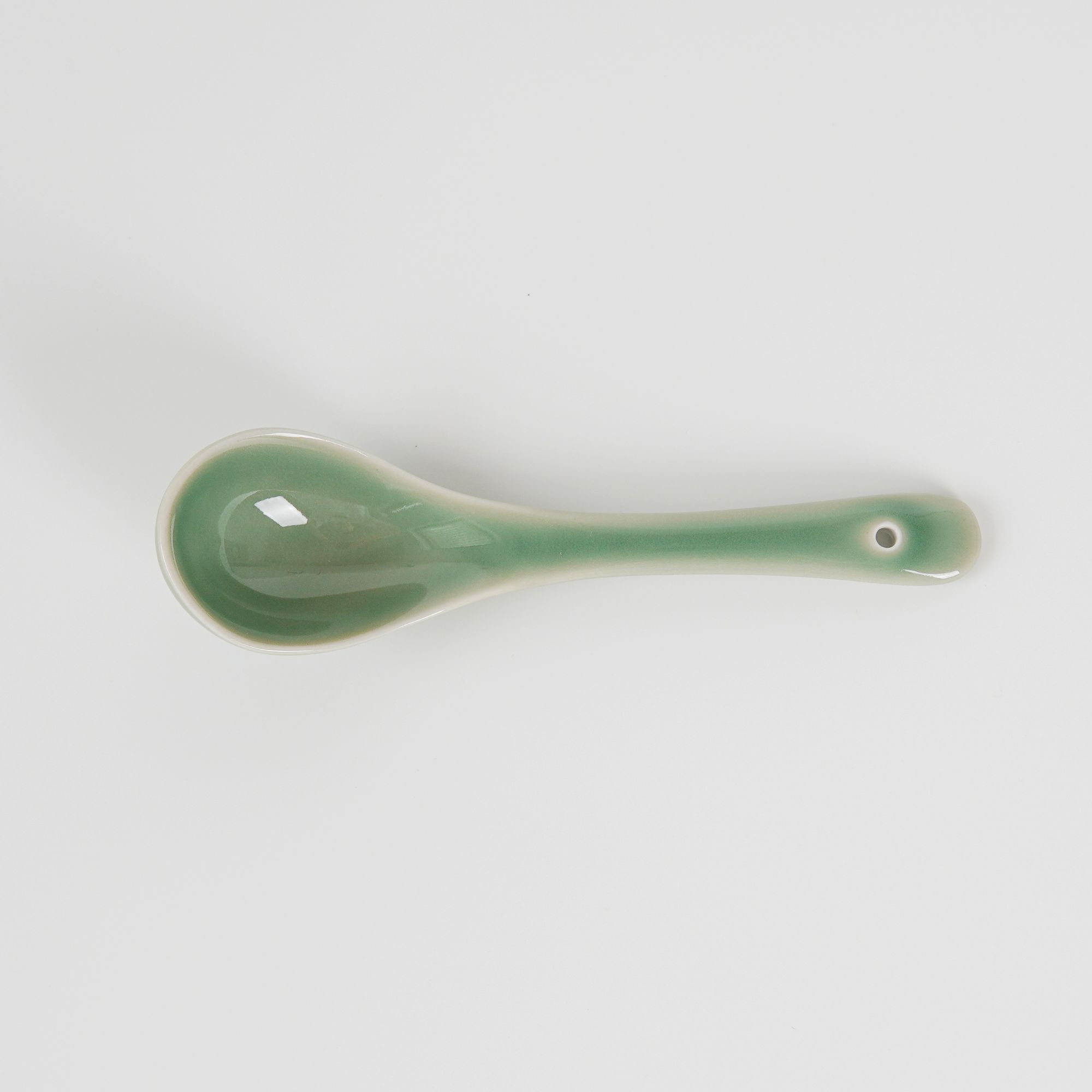 长安知己耀州窑原款青瓷中式创意陶瓷简约家用餐具长柄青釉瓷勺子