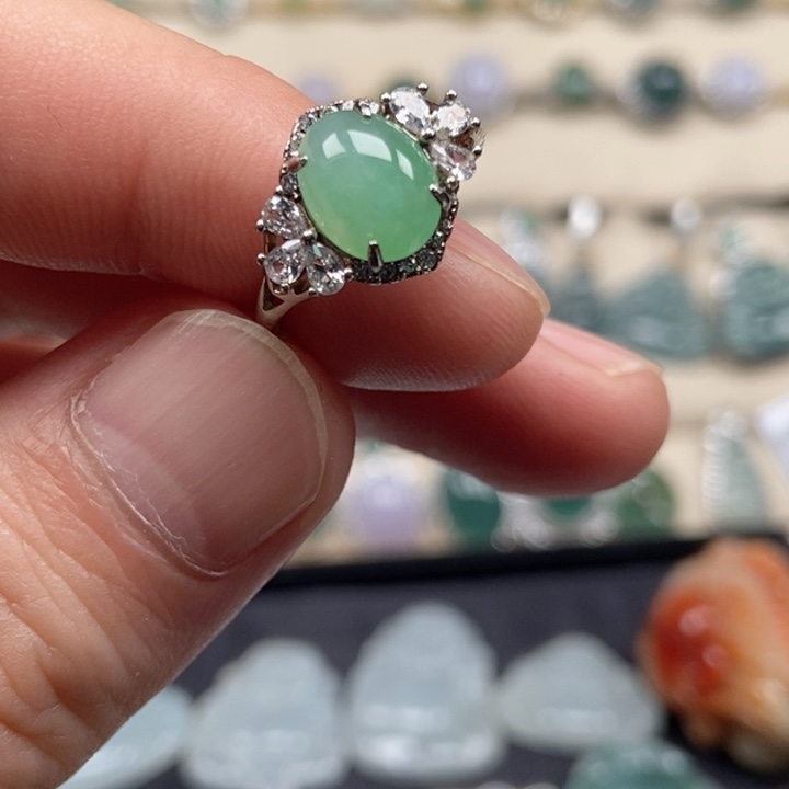 翡翠银S925镶嵌戒指