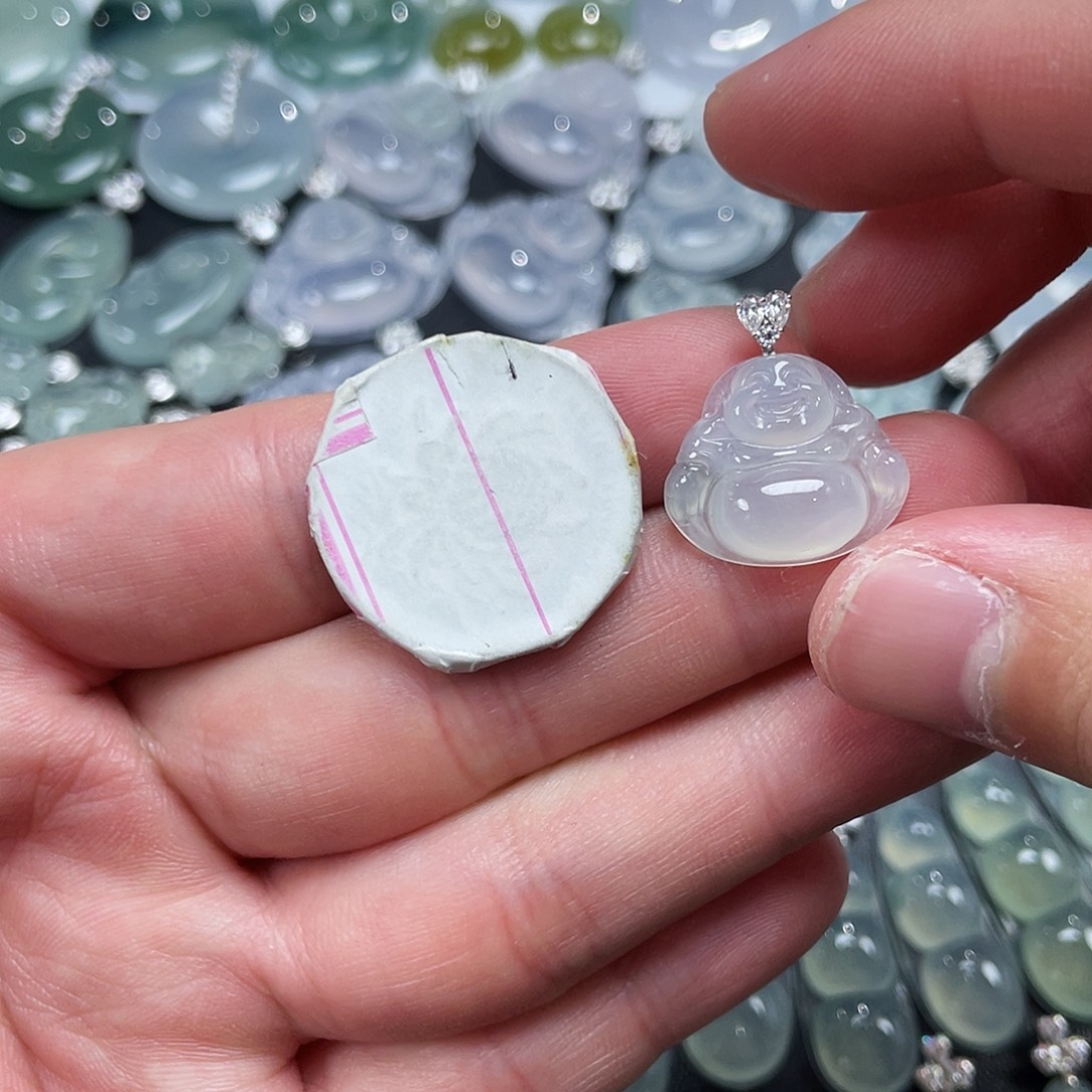 北***➳翡翠18K金镶嵌颈饰