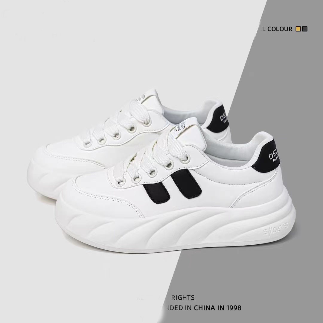 F5板鞋女2024新款女鞋百搭学生厚底增高运动休闲小白鞋运动鞋