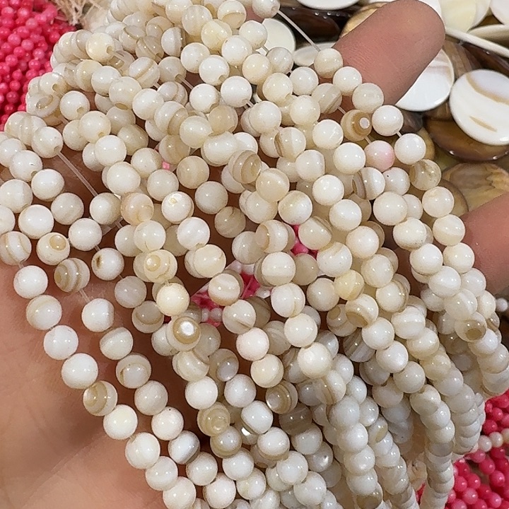 玛瑙/玉髓合金珠宝半成品4条5mm贝壳圆珠