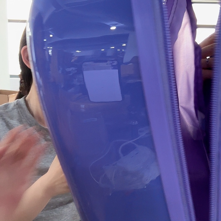 织物单肩包蓝紫色一个大公主行李箱瑕疵