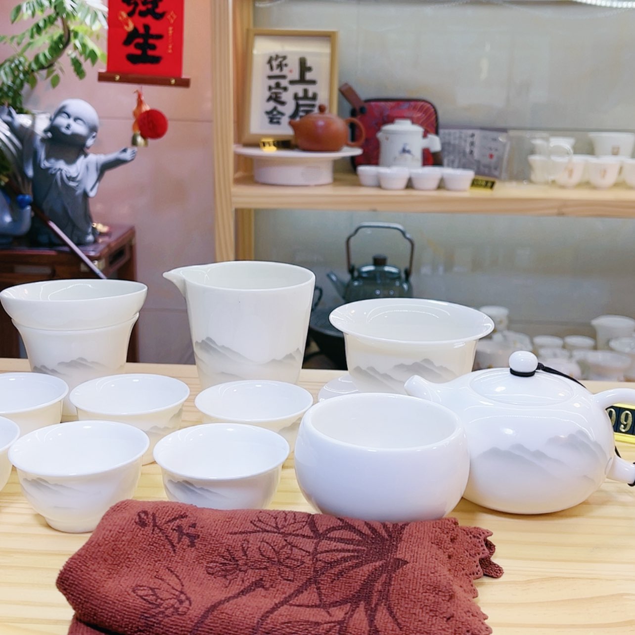 【闪购商品】群山12头宽口杯➕茶巾