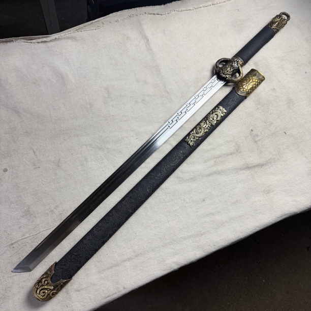 3360 龙泉宝剑高锰钢唐横刀包皮鞘未开刃