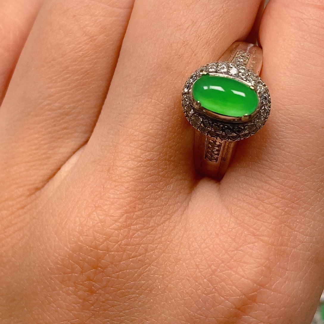 翡翠戒指未镶嵌金*程冰阳绿