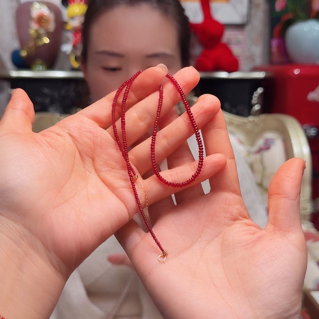 红宝石项链18K金镶嵌项链