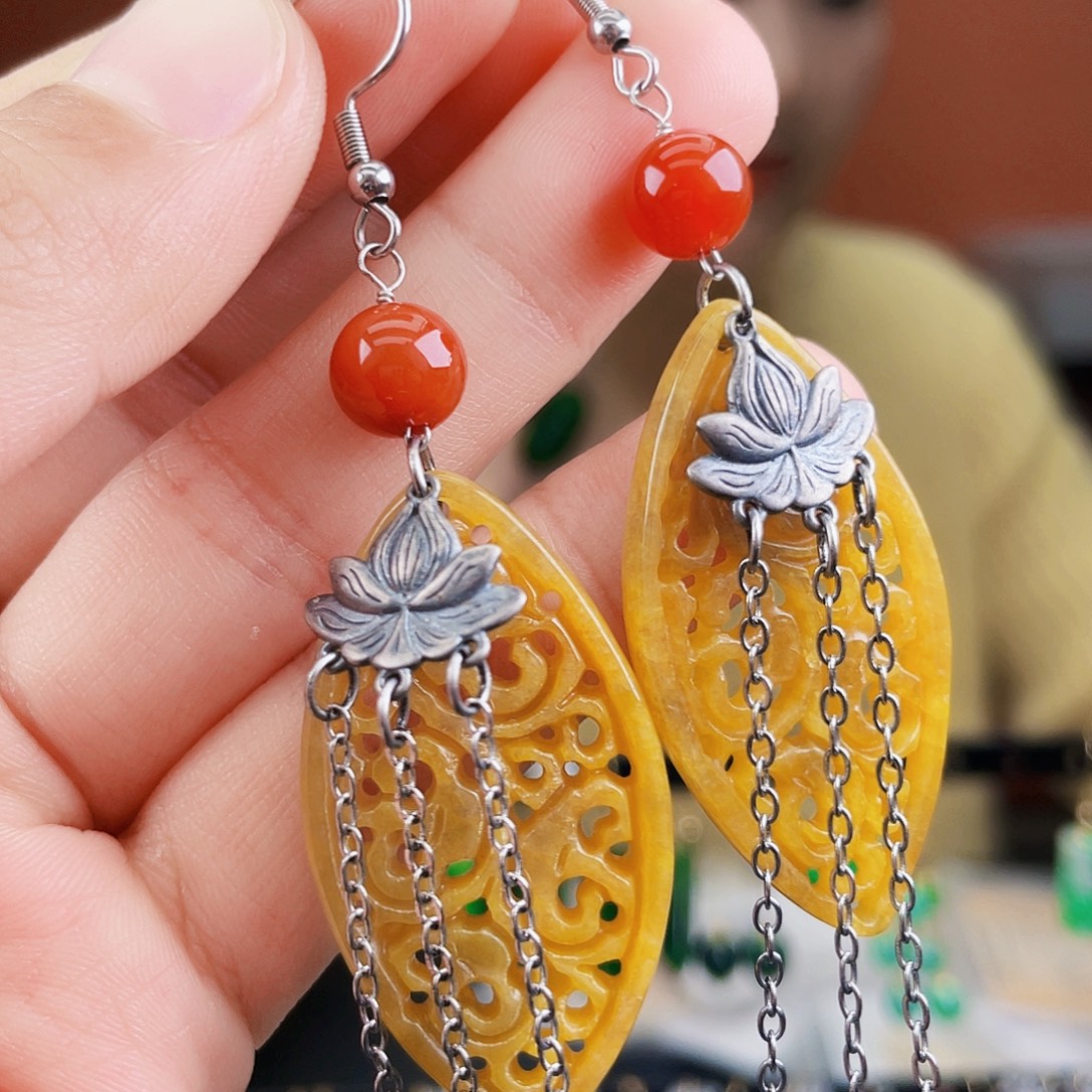 翡翠未镶嵌耳饰饰品