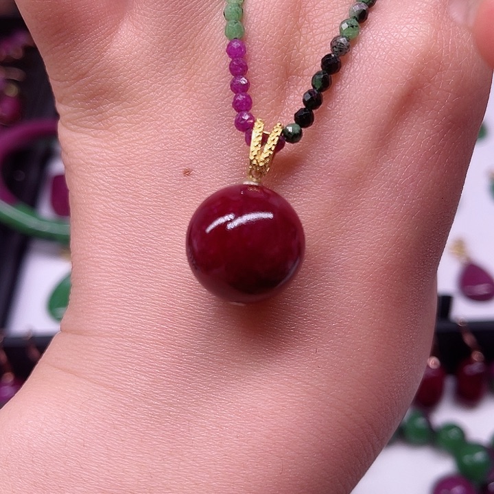 红宝石套装项链银S925镶嵌