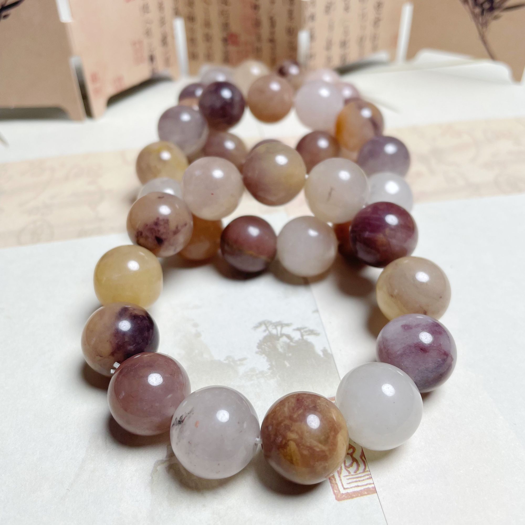 16mm天然金丝玉紫罗兰单圈手串男女同款时尚精美简约百搭手串