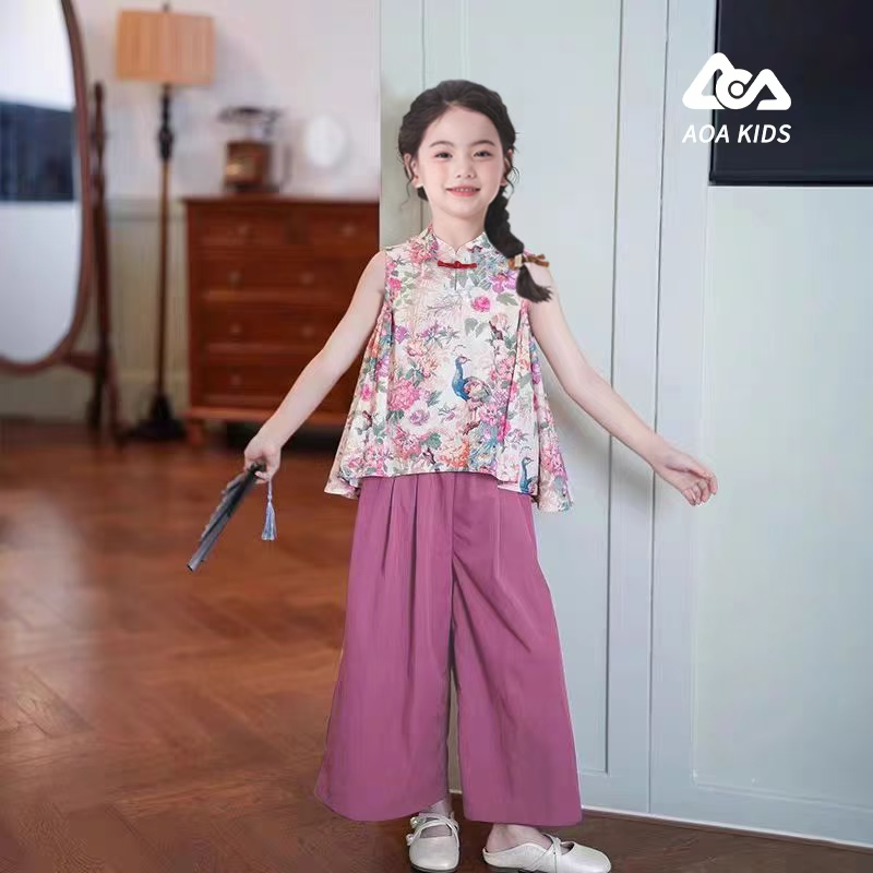 2025年春夏季新款儿童新中式上衣套装时尚舒适