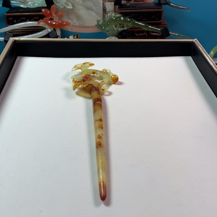 蛇纹石玉发簪未镶嵌王*