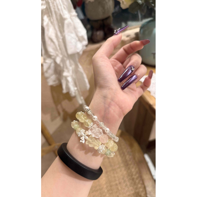 天然柠檬晶黄水晶手链女生大颗粒个性小众水晶设计款
