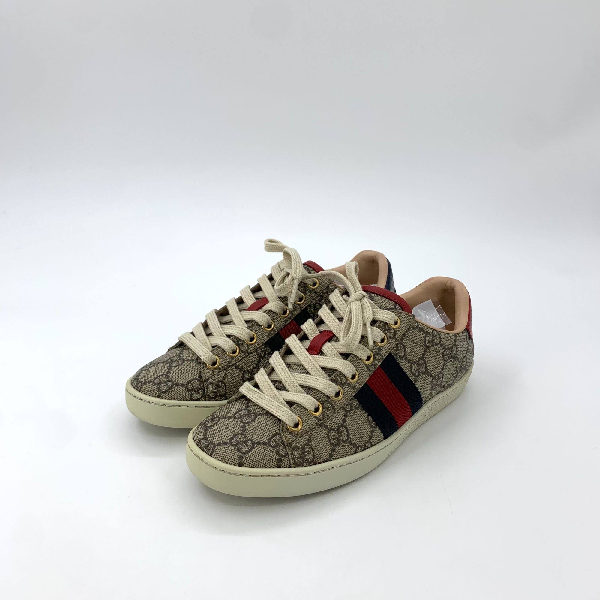 GUCCI/古驰95新/潮奢豆 严选/老花满印系带休闲板鞋/Q10453