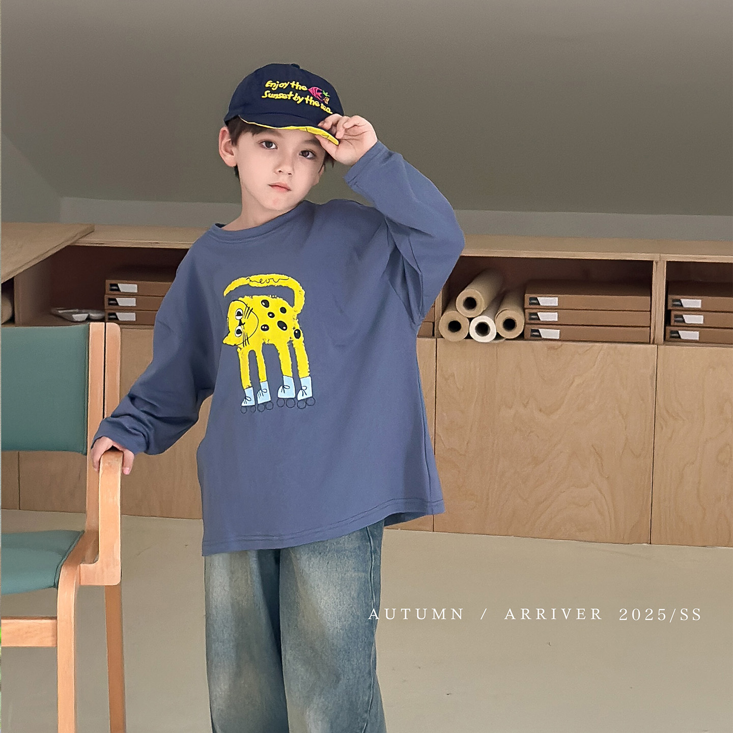 虾酱麻麻男童长袖t恤春秋装2025新款上衣纯棉韩范卡通儿童装体恤