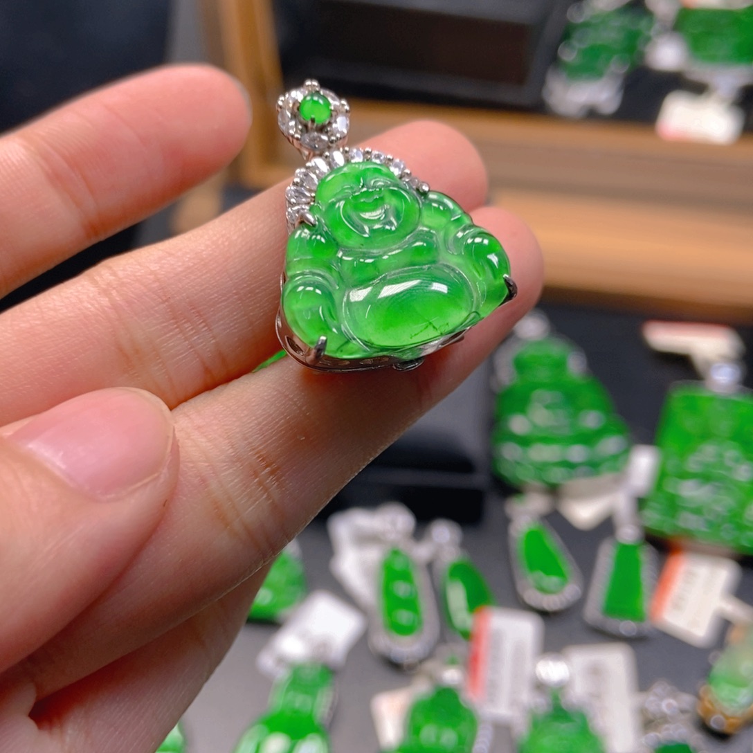翡翠银S925镶嵌吊坠(不含链)