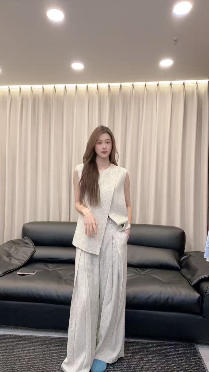 【YI FAN 】春夏新款简约百搭中式风圆领马甲两件套