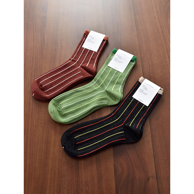 女士羊毛条纹中筒袜毛毛虫双面可穿
