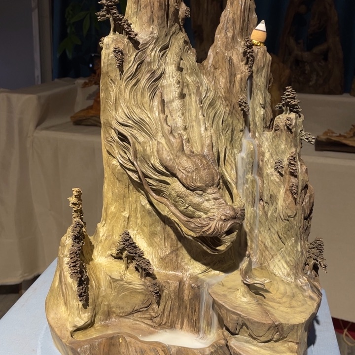 阴沉木用****5大龙倒流香摆件