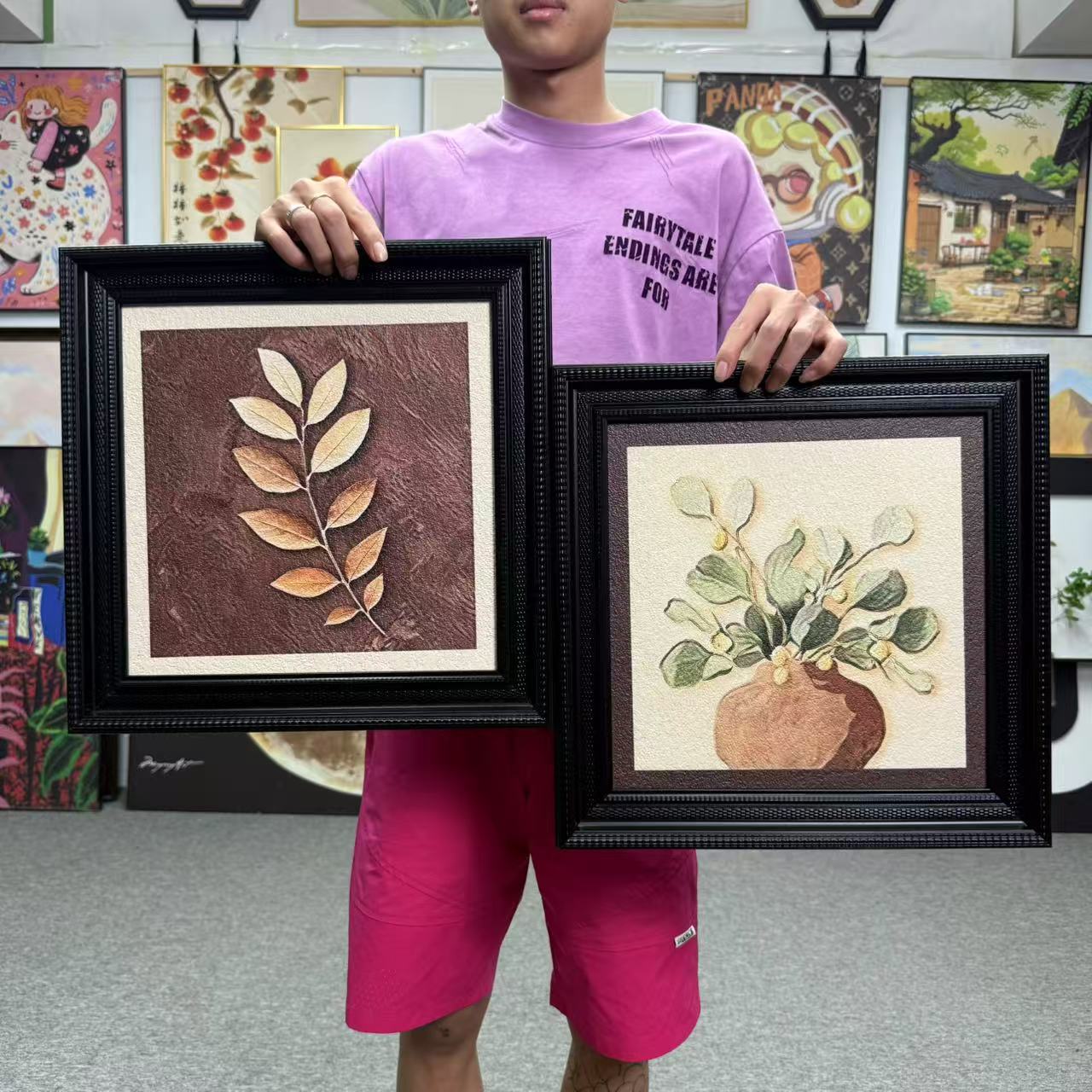 风美拉德感客厅沙发背景装饰画小众艺术组合壁画4040