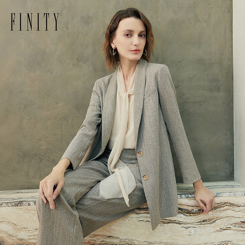 FINITY 短外套新款简约青果领通勤职业优雅西装 F21Y7C04X1