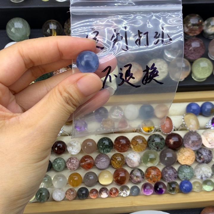 水晶手链未镶嵌#***长天然兔毛团团打孔聚宝盆不退换