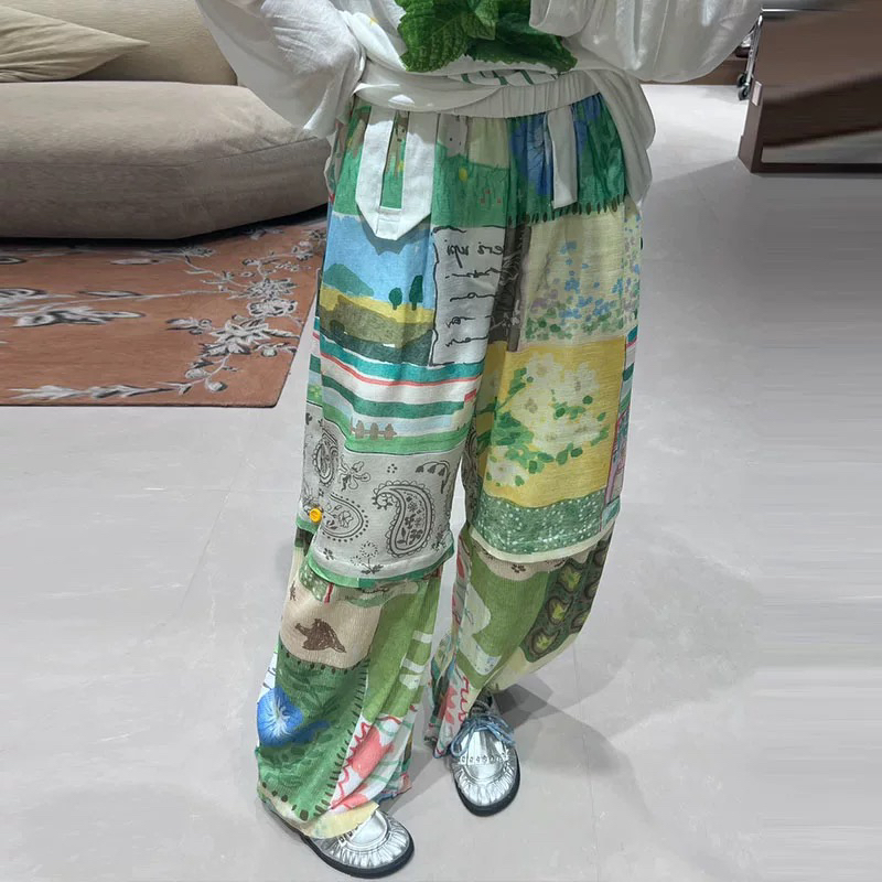 CHEER UP UNIFORM25设计师品牌夏季新款田园休闲长裤