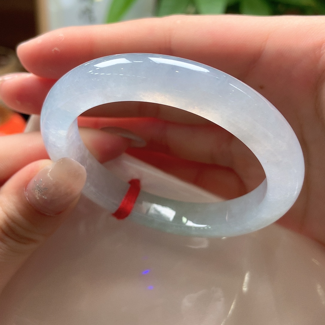 翡翠未镶嵌手镯白冰起光13号