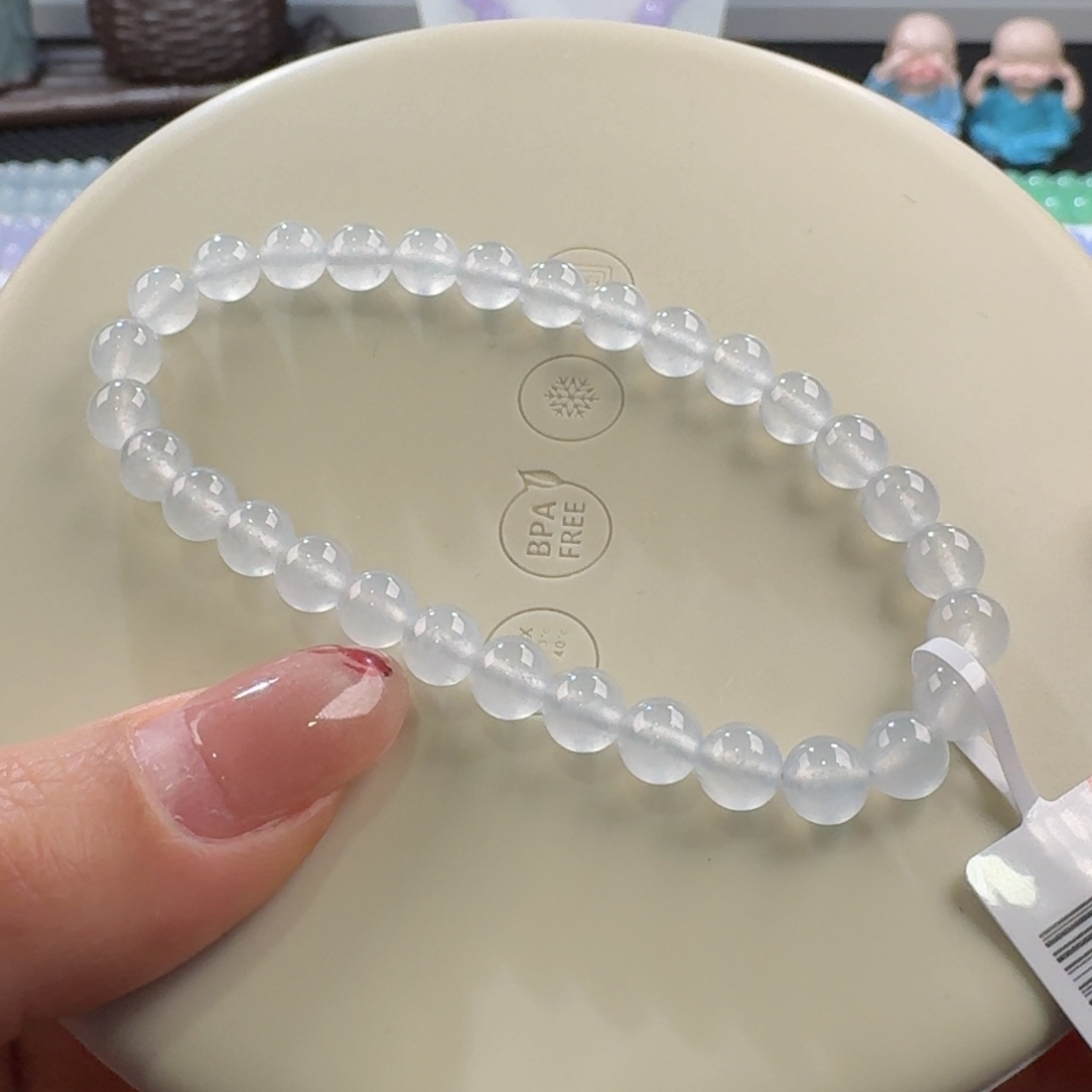 翡翠手链未镶嵌力推高冰白月光单圈6mm