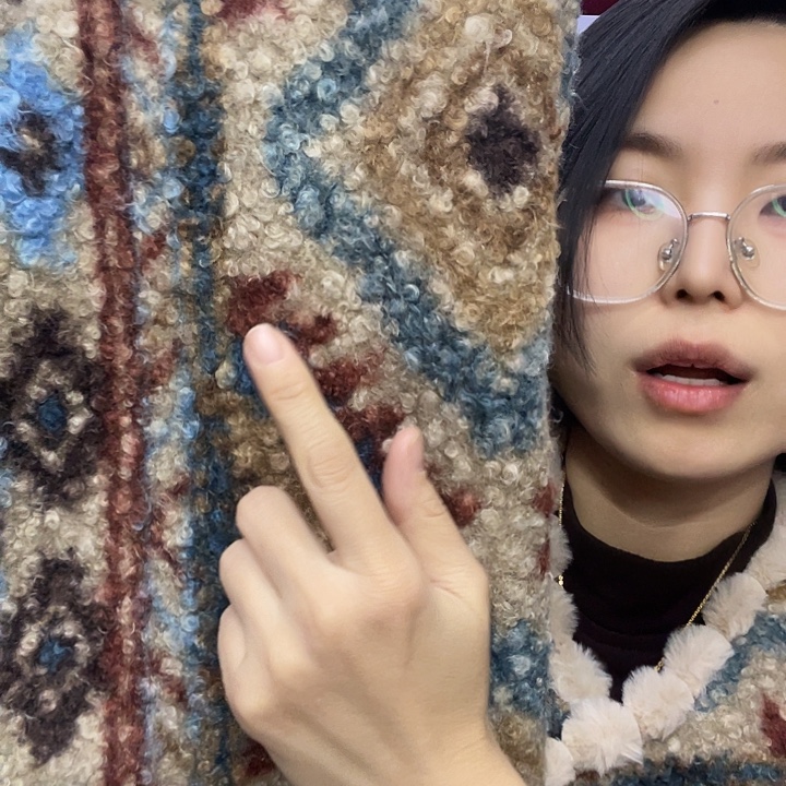 混纺复古羊羔圈圈绒1.4米