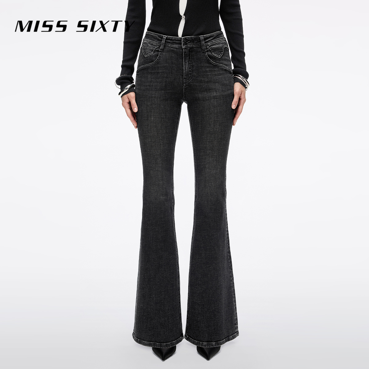 【进口牛仔面料】Miss Sixty2025秋季新款牛仔裤女低腰喇叭裤长裤