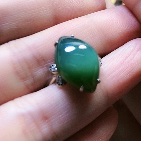 和田玉戒指银S925镶嵌