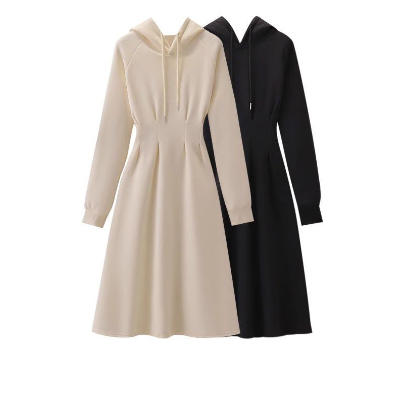 1332大码女装休闲连帽卫衣裙秋冬新款微胖mm收腰显瘦连衣裙