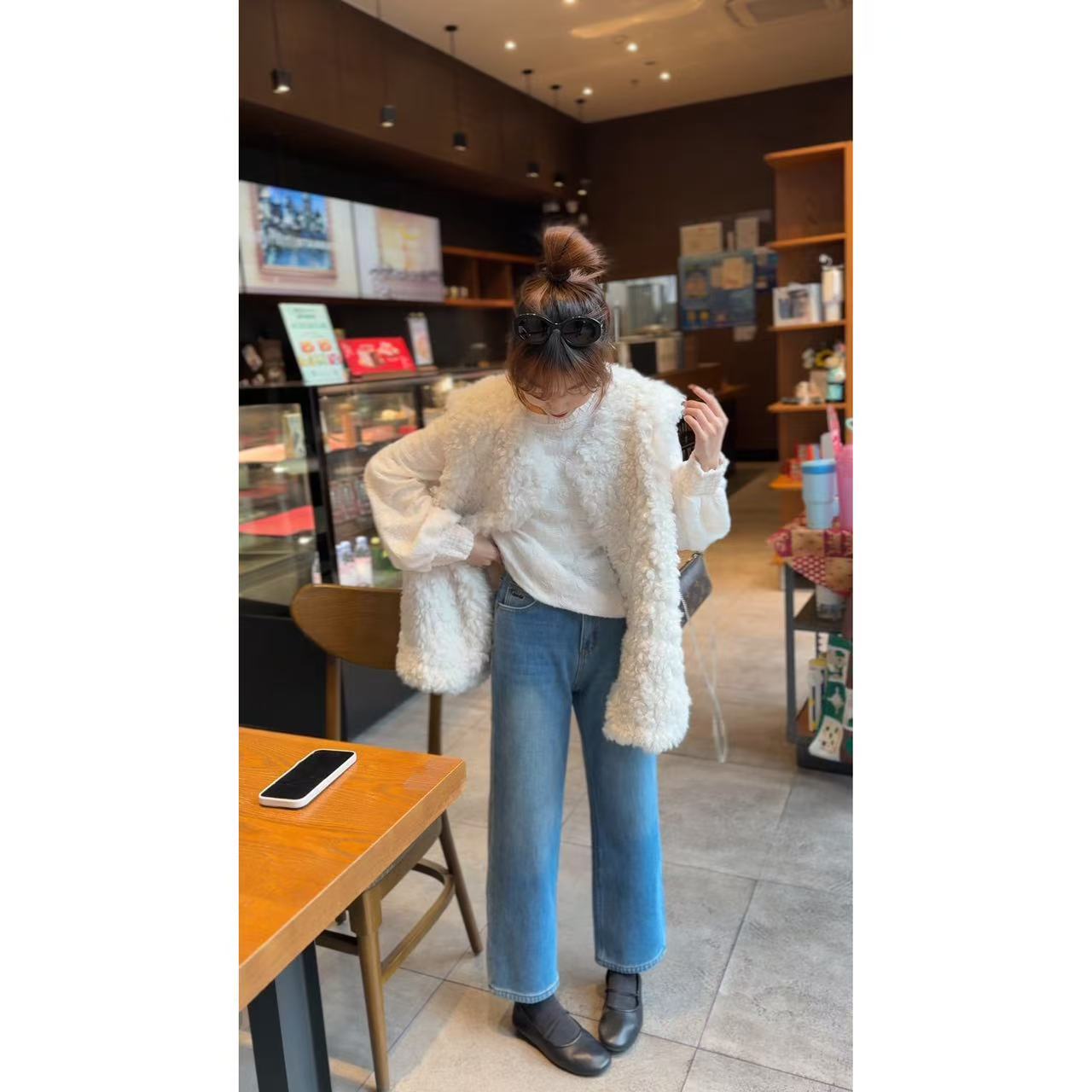 QiongQiong人手款！秋冬款巨显瘦的高腰百搭加绒九分烟管裤牛仔裤