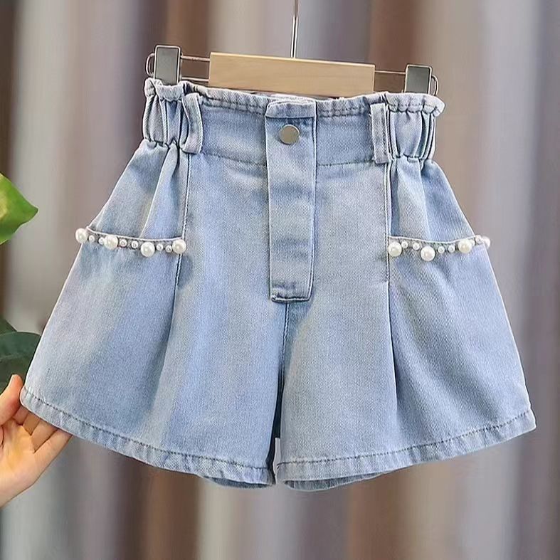 女童牛仔短裤夏装时髦新款洋气儿童裤子夏季薄款小女孩休闲裤宽松
