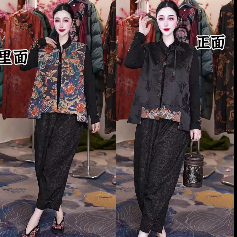 【两面穿马夹】休闲气质显瘦轻奢女士设计师款两面穿马夹1533