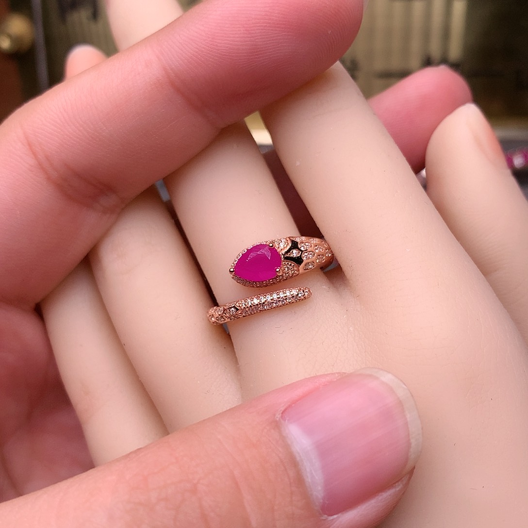 红宝石戒指银S925镶嵌