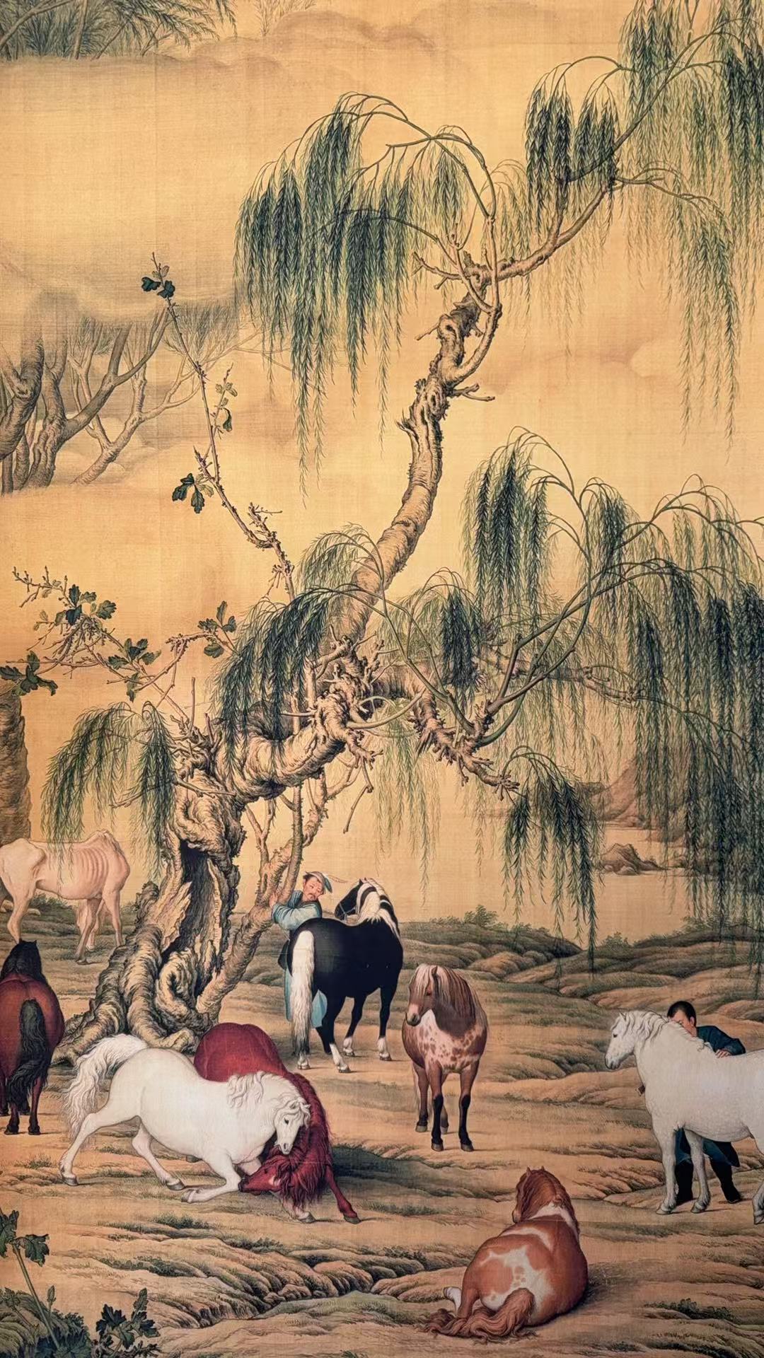 八骏立轴精美装饰画