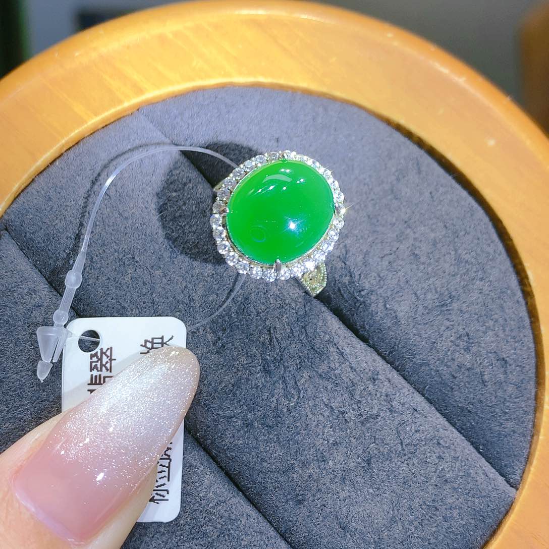翡翠戒指银S925镶嵌2甄选qj